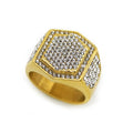 Luxury 18k Gold Plated Finger Ring Stainless Steel Zircon Charm Hoop Rings Men