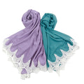 Wholesale Plain Lace Flower Thick Bubble Heavy Chiffon Hijab Muslim Woman Plain Shawl Scarf