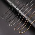 Men Woman 1.5MM 2MM 3MM Black Silver Gold Plated O Oval Curb Cable Chain Stainless Steel Cross Rolo Link Chains 04 Thin Necklace