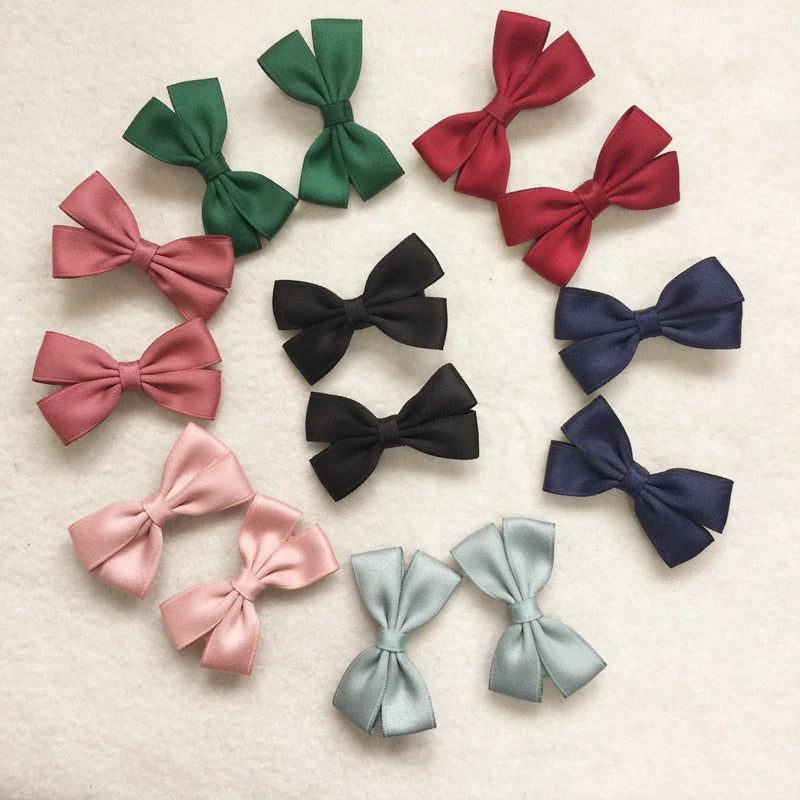 2.5inches New Solid Color Baby Hairbows Kids Children Hair Bow Headband Satin Ribbon Bow for Hair