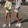 Clothing Women Custom Shorts Tracksuit Long Sleeve Sweatshirt and Shorts Set Casual 2 Piece Hoodie and Shorts Set