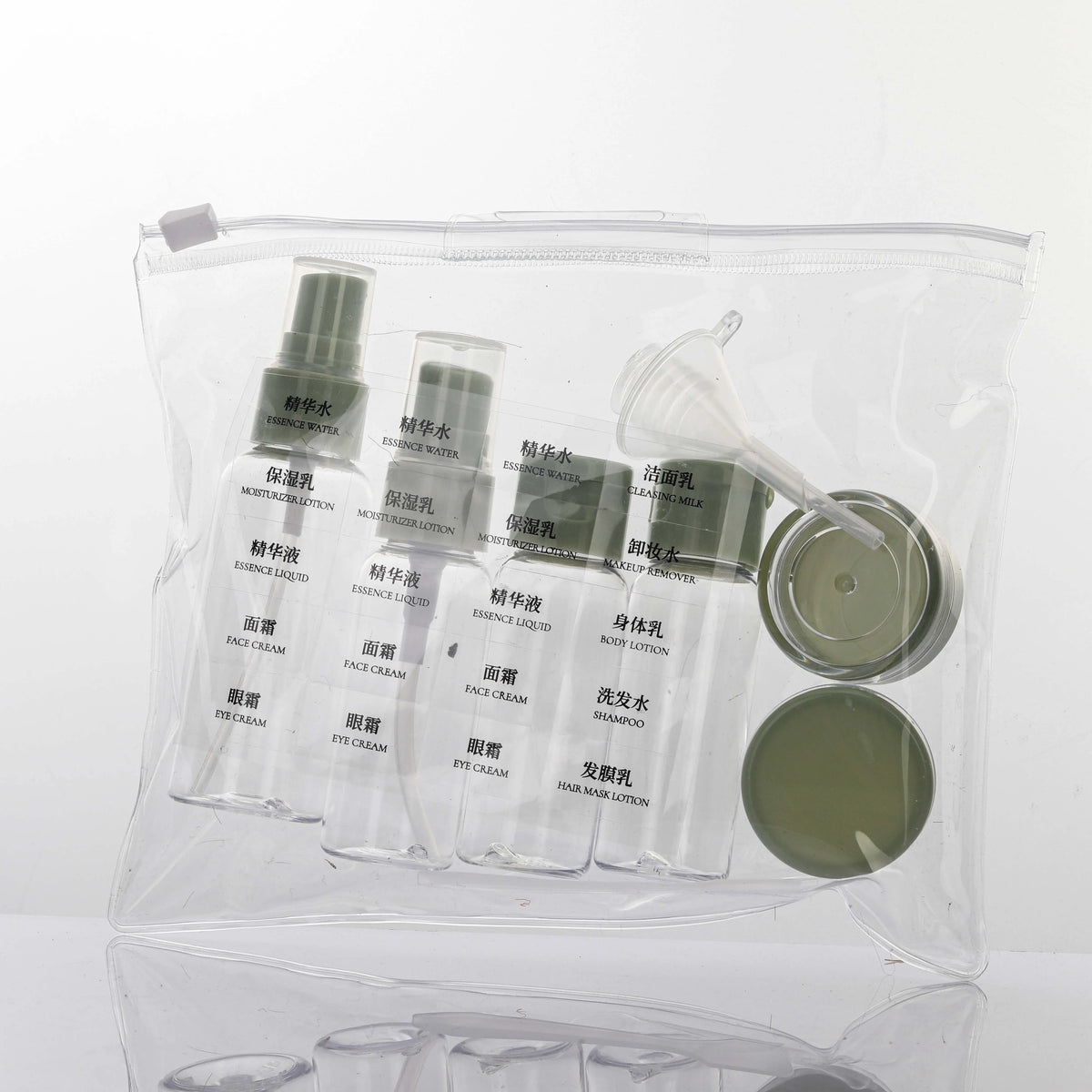 Cheap Hot Sale Travel Refillable Bottles Set Mini Bag Toiletries Cosmetics Wigs Face Mask Empty Bottles