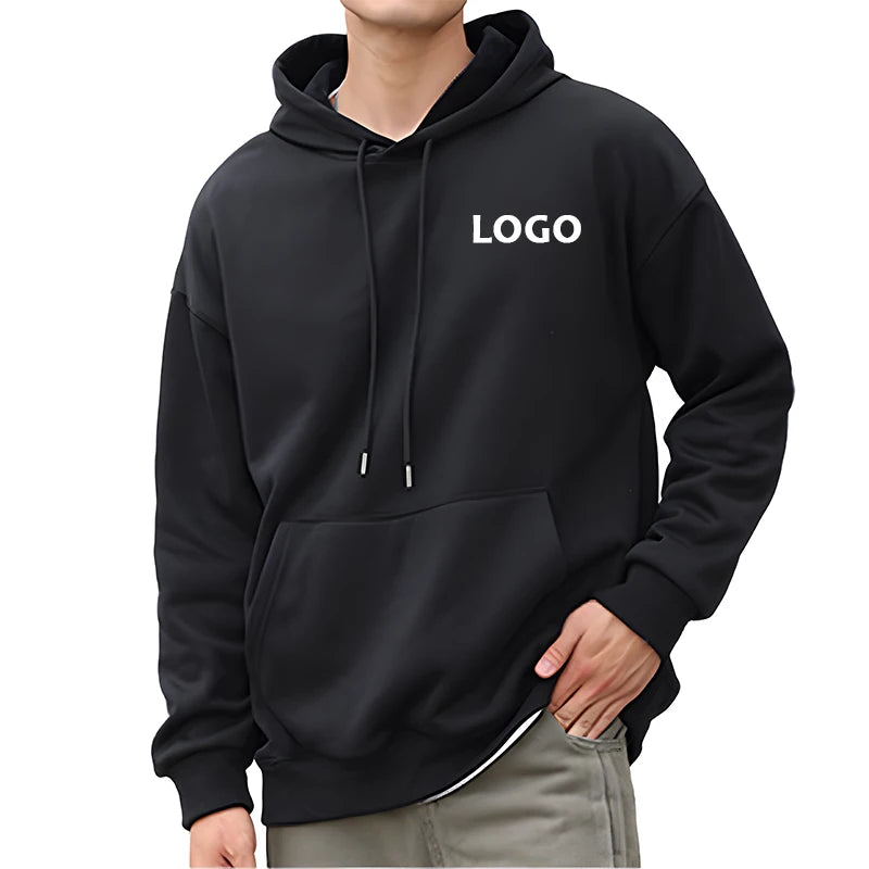 Manufacturer's Custom Logo Design 450GSM Embroidered Windproof Eco-Friendly Pullover Hoodie Men Drop Shoulder Oversized 3D