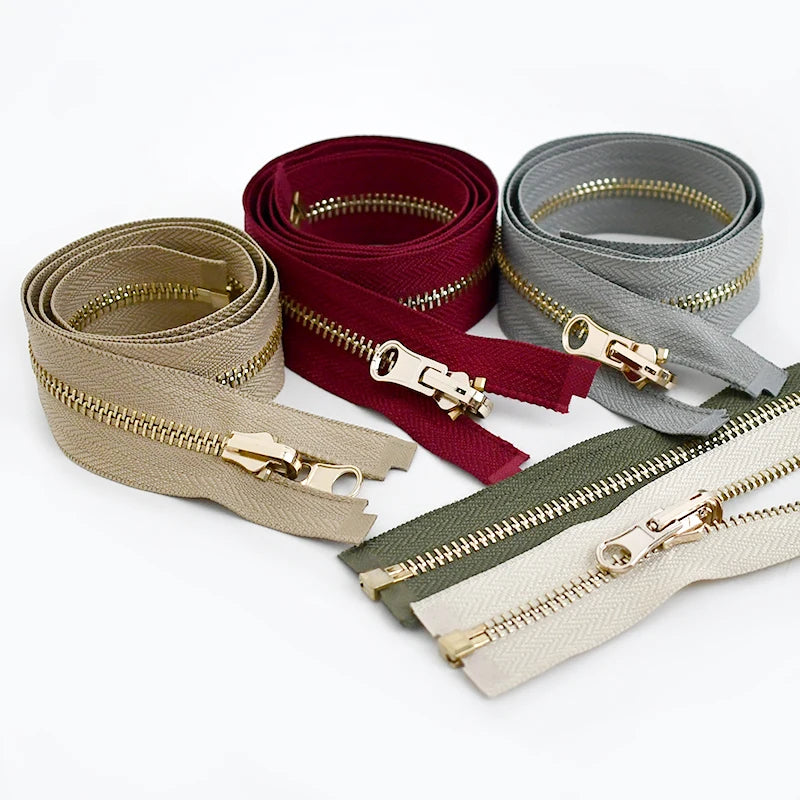 Meetee ZA023 5# 70cm 90cm Clothing Accessories 14 Colored Open End Rotating Zipper Auto Lock Zips Alloy Zippers