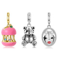 Pink Apple Pendant 925 Sterling Silver Heart-shaped Bear Charm Pendant for Women Bracelet Jewelry Stock Available Dropshipping