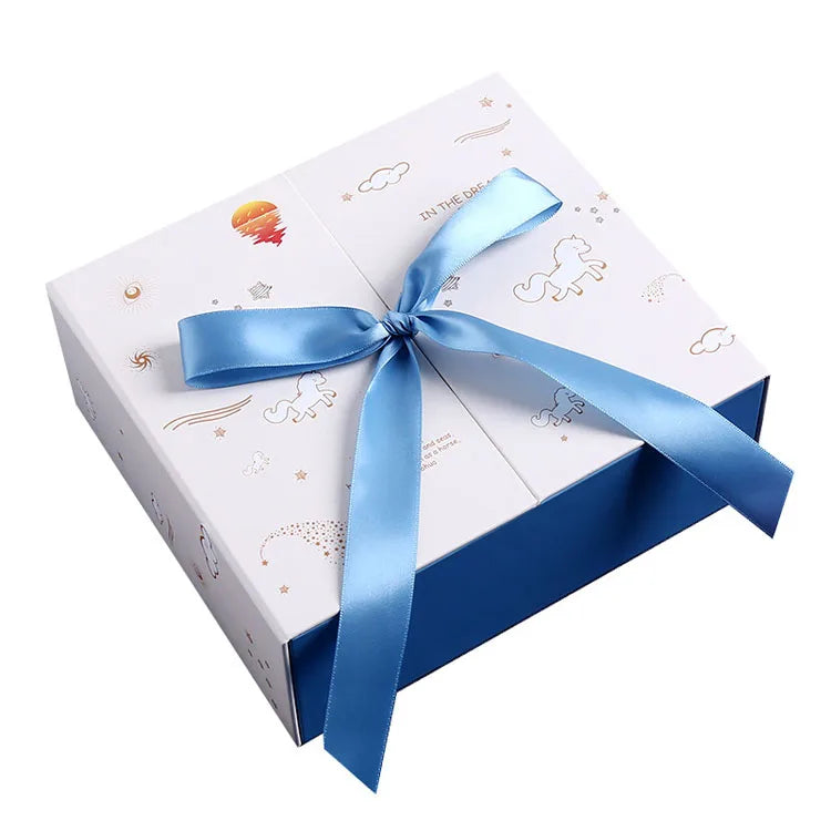Custom Private Label Handmade Rigid Packaging Two Sides Flap Lid Double Open Gift Box