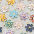 MC78 6pcs/lotJewelry Accessories18k Gold Platednickel Freecopperzirconhand Madeflower Shapecharmsdiy Pendants