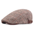 Men's Warm Wool Like Tweed Blend Newsboy Flat Cap Stripe Ivy Cabbie Driving Winter Hat