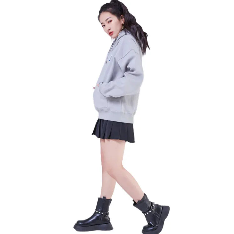 Wholesale Custom Logo Heavy Weight Personality Sweater Women'S Oblique Collar Winter Hoodies