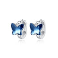 RINNTIN SWE12 Sterling Silver 925 Jewelry Wholesale Crystal Butterfly Small Hoop Earrings Women