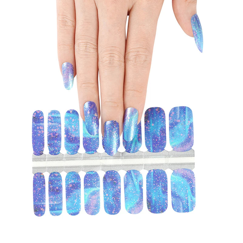 Fashionable Popular Glitter Resin 2D Nail Art Salon Nail Polish Stickers Set with Thousands Designs 16-20 Pieces