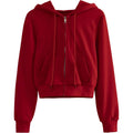 Fitspi Womens Cute Workout Cropped Zip up Drawstring Hoodie Sweatshirt Jacket