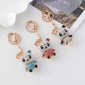 Lovely Diamond Bear Charm Handbag Keyring Rhinestone Crystal Crown Panda Car Keychain for Women