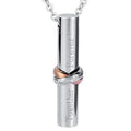 Christian Stainless Steel Silver Plated Urn Necklace Cylinder Pendant Memorial Keepsake Funeral Gift Cremation Ashes