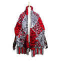 MWFur Hand Knitted Winter Rex Rabbit Fur Shawl With Tassels Fringes Pockets Thick 100% Natural Rex Rabbit Fur Scarf for Women