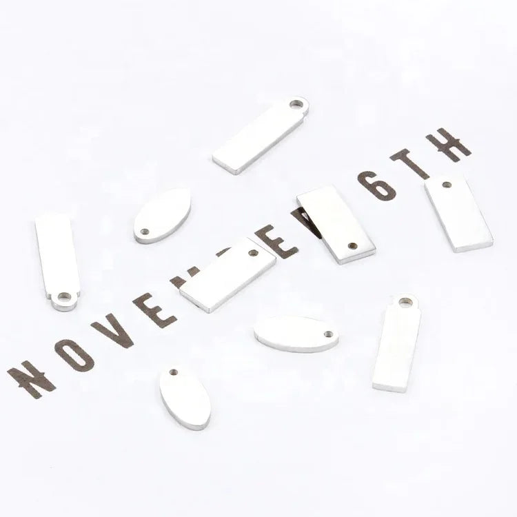 Handmade Custom Stainless Steel Charm Pendant Classic Geometric Design Engraved Brand Logo Number Pattern Women's Jewelry Making