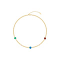 PVD 18K Gold Plated Stainless Steel Jewelry Cuban Chain Colorful Acrylic Disc Zircon Charms for Women Necklaces P233375