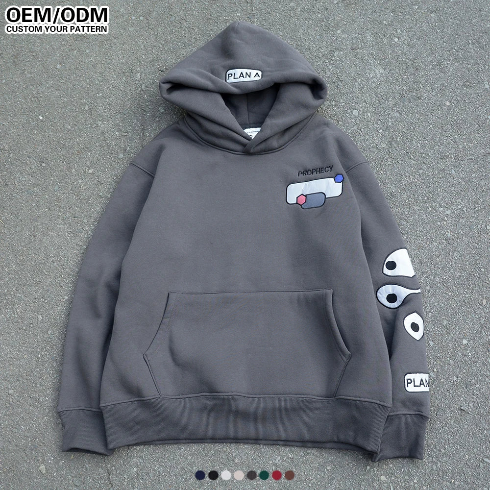 Sandian High Quality 500 GSM Oversized Pullover Hoodie Drop Shoulder Design With High Weight Puff Print Men's Premium Quality