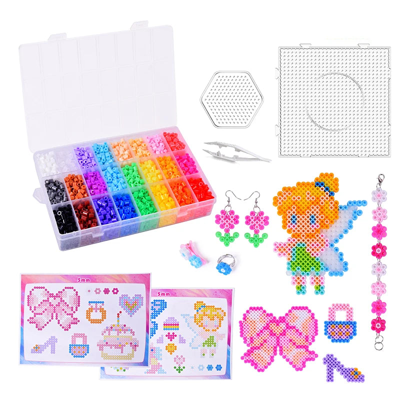 Factory Direct Sale 5mm Perler Hama Fuse Beads Cute Princess Hama Beads Set for Girls with Kraft Paper Box