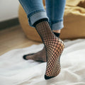 Wholesale Black Mesh Fishnet Ankle High Socks Nylon Net Socks for Women