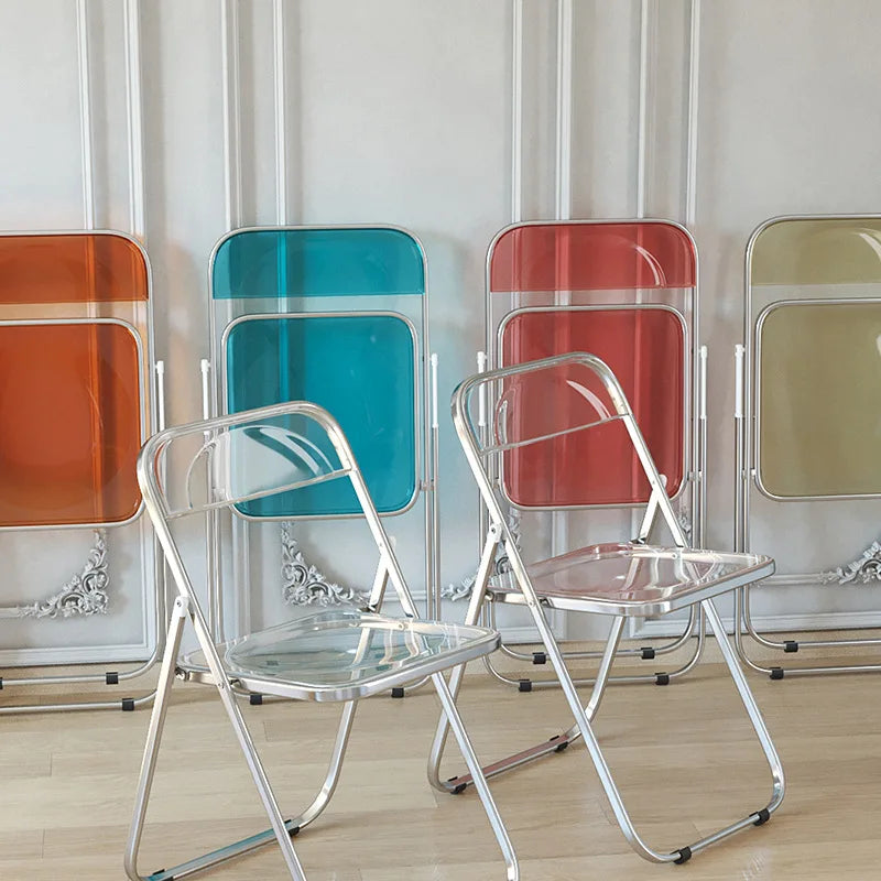 Modern Transparent Acrylic Folding Chair Portable Simple Stool Design for Home Dining Fashionable Internet Celebrity Photo Chair