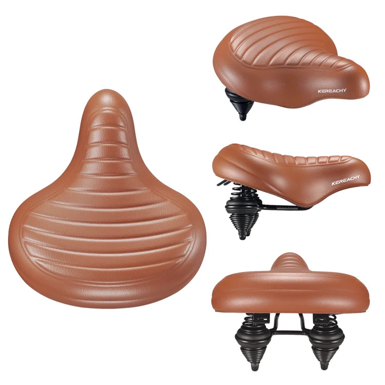 KEREACHY Electric Bicycle Soft Waterproof Seat Cushion Double Shock Absorber Vacuum Saddle Thickened Widened Massage Bike Seat