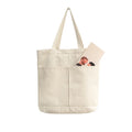 New Style Custom Printed Logo Blank Double Pocket Canvas Cotton Shopping Bag Canvas Tote Bags with Pocket