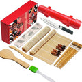 Professional Non-Stick Red Plastic Sushi Making Kit with Bazooka Tool Set for Kitchen Use