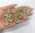 Natural Raw Gold Plated Crystal Clear Quartz Cube Pendant Children's Classic Crafts Charm Necklace Fashion Jewelry