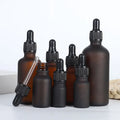 Wholesale 10ml 20ml 30ml 50ml 100ml Matte  Amber Brown Cylinder Shape Glass Dropper Bottles with Dropper for Oil
