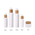 Inclined Shoulder Opal Glass Bottle 30 ml 50 ml White Glass Bottle 100 ml 120 ml Glass Bottle and Glass Jar with Bamboo Lid