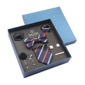 Set of Nine Micro-Polyester Woven Jacquard Elements Men's Striped Neck Tie Bowtie Lapel Pin Cufflink Tie Bar