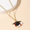 2023 Alloy Pendant Graduation Necklace Funny Enamel Doctor Hat Necklace Jewelry for Teacher Student Gift Fashion