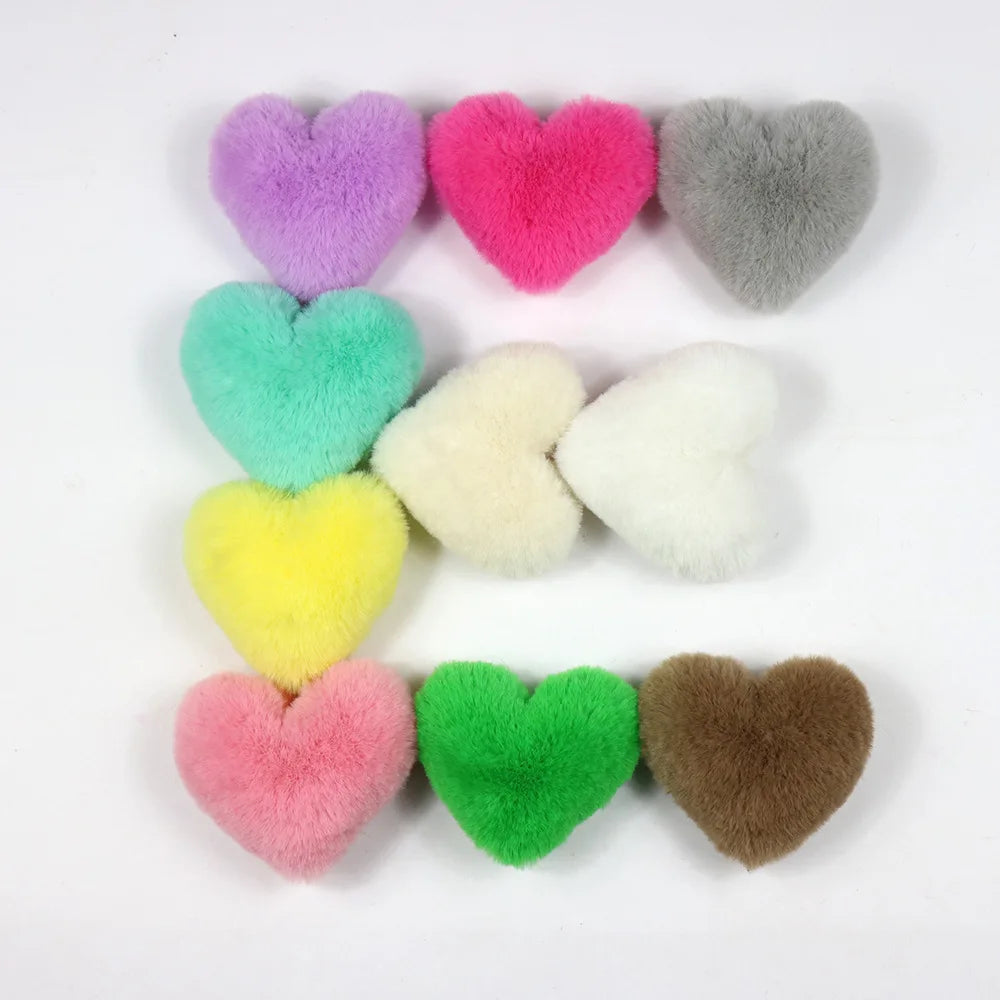 Factory Supplier New Brand Keychain Fur Faux Fur Pom Keychain Heart-shaped Pompom Keychain