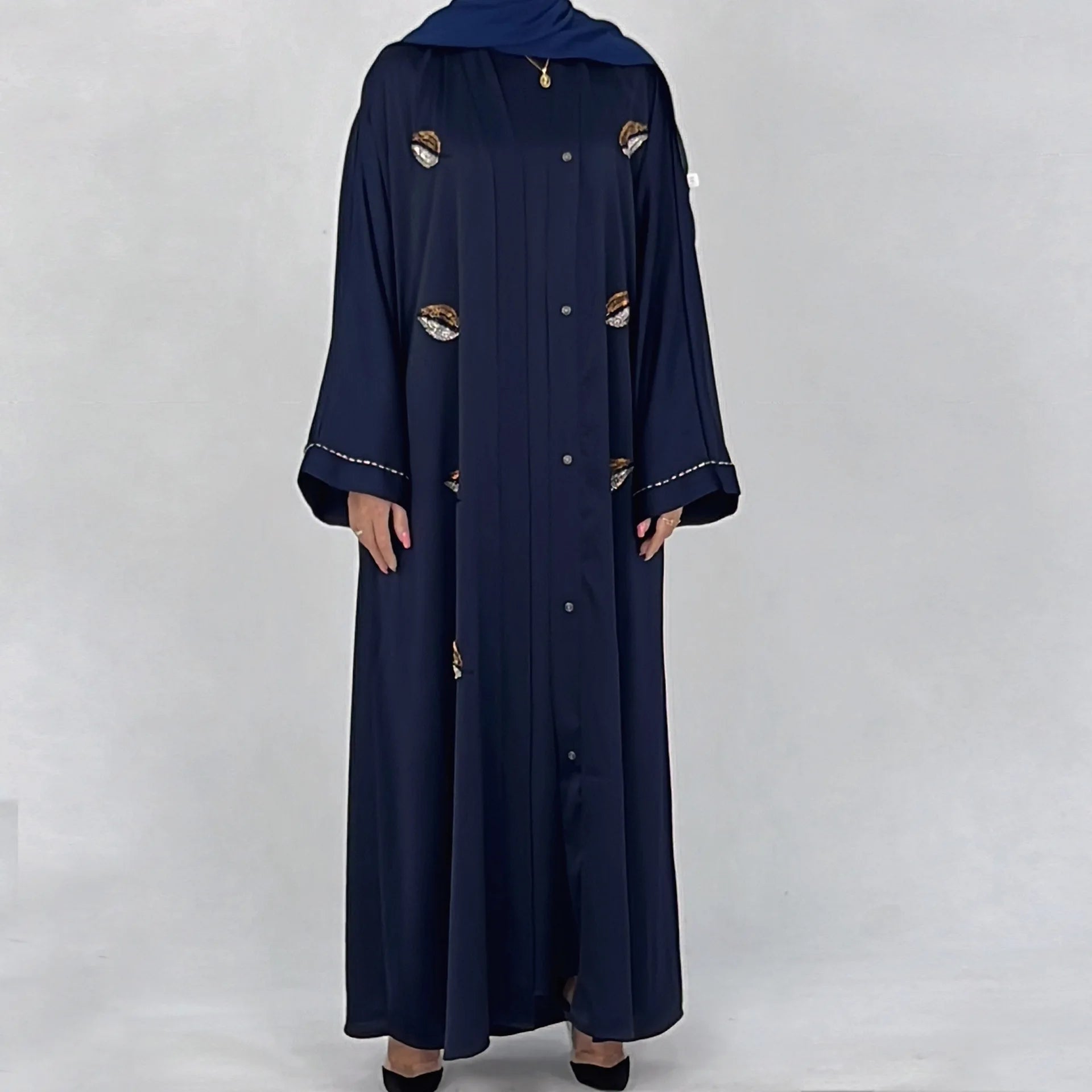 2023 Dubai Supplier Latest Satin Jubah Abaya Styles for Women Open 2-Piece Set Traditional Muslim Clothing Accessories Islamic