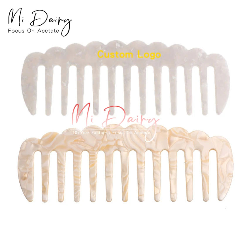 Engrave Custom Logo Tortoise Wave Shaped Large Acetate Hair Combs for Women Girls Custom Comb Korea 4mm Thickness Plastic 7 Days