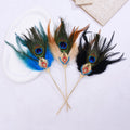 Peacock Feather Hair Pins Hairstick Accessories - Elegant Hairpin for Women Girls Wedding Birthday Party