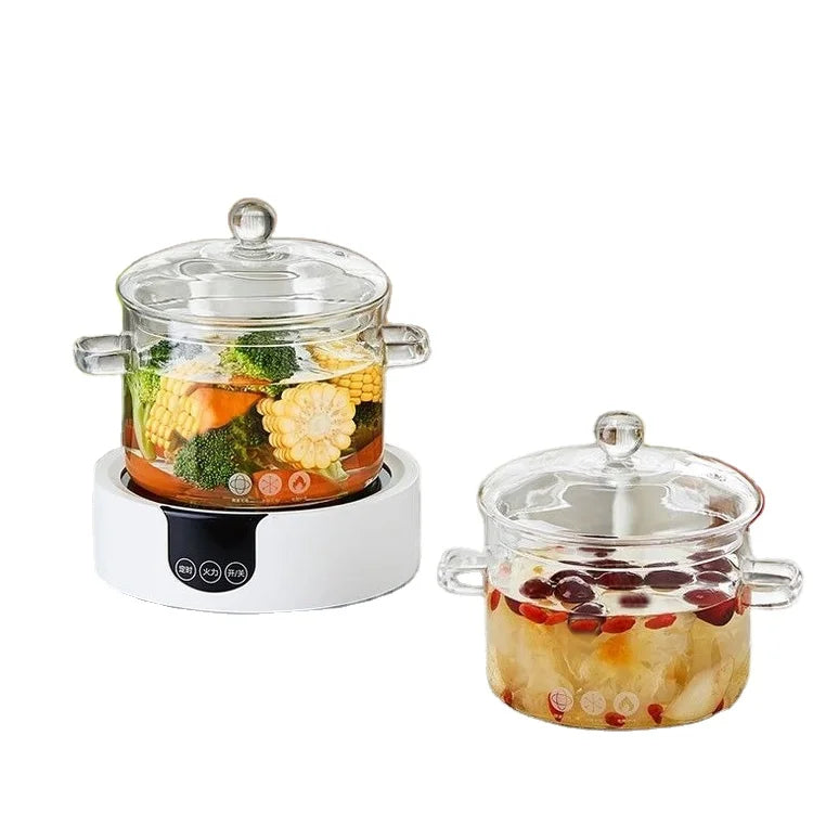 High Borosilicate Large Capacity Glass Simmer Pot With Lid and Handle for Cooking and Boiling Delicious Soup Glass Casserole Set