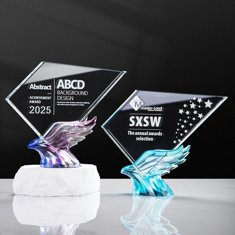 2025 Customized High-End Eagle Creative Glass Crystal Trophy for Annual Meeting Team Honor Award Medal Exquisite Gift