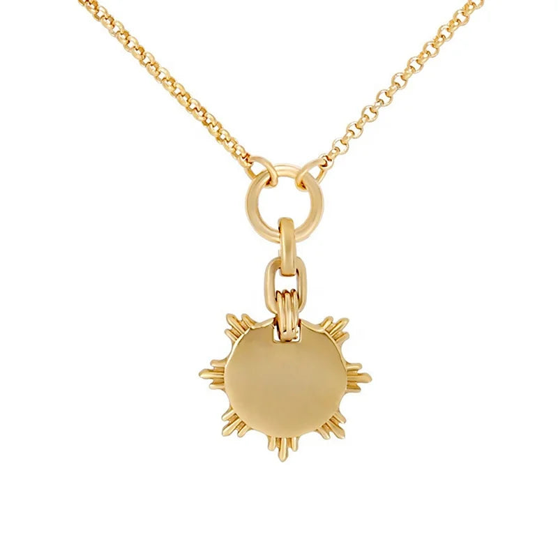 Milskye Simple 18k Gold Plated Jewelry 925 Sterling Silver starburst Coin Pendant Necklaces
