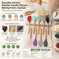 Customized Logo Reusable Kitchen Wooden Handle Silicone Baking Pastry Spatula OEM ODM Heat Resistant Scraper Wholesale