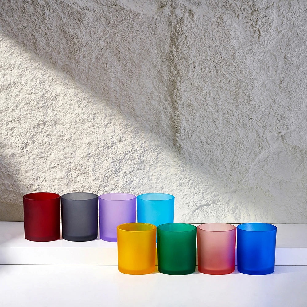 7oz 10oz 14oz Clear Matte Glossy Frosted Color  Glass Candle Jars With Lid and Box