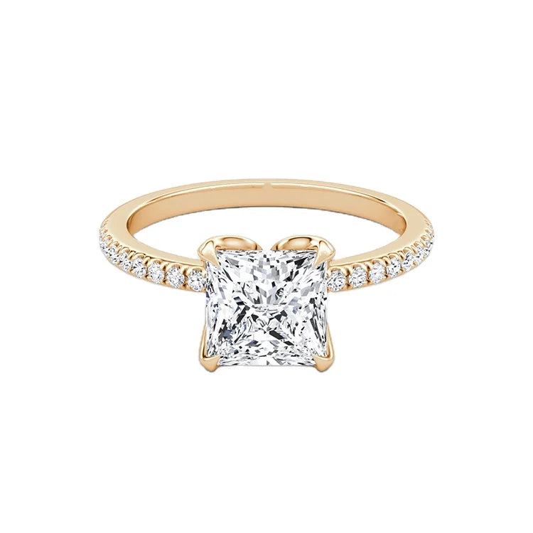 SGARIT Fine Jewelry IGI Certified 14K Rose Gold VS D 2CT Princess Cut Lab Grown Diamond Classic Guangdong Ladies Wedding Ring