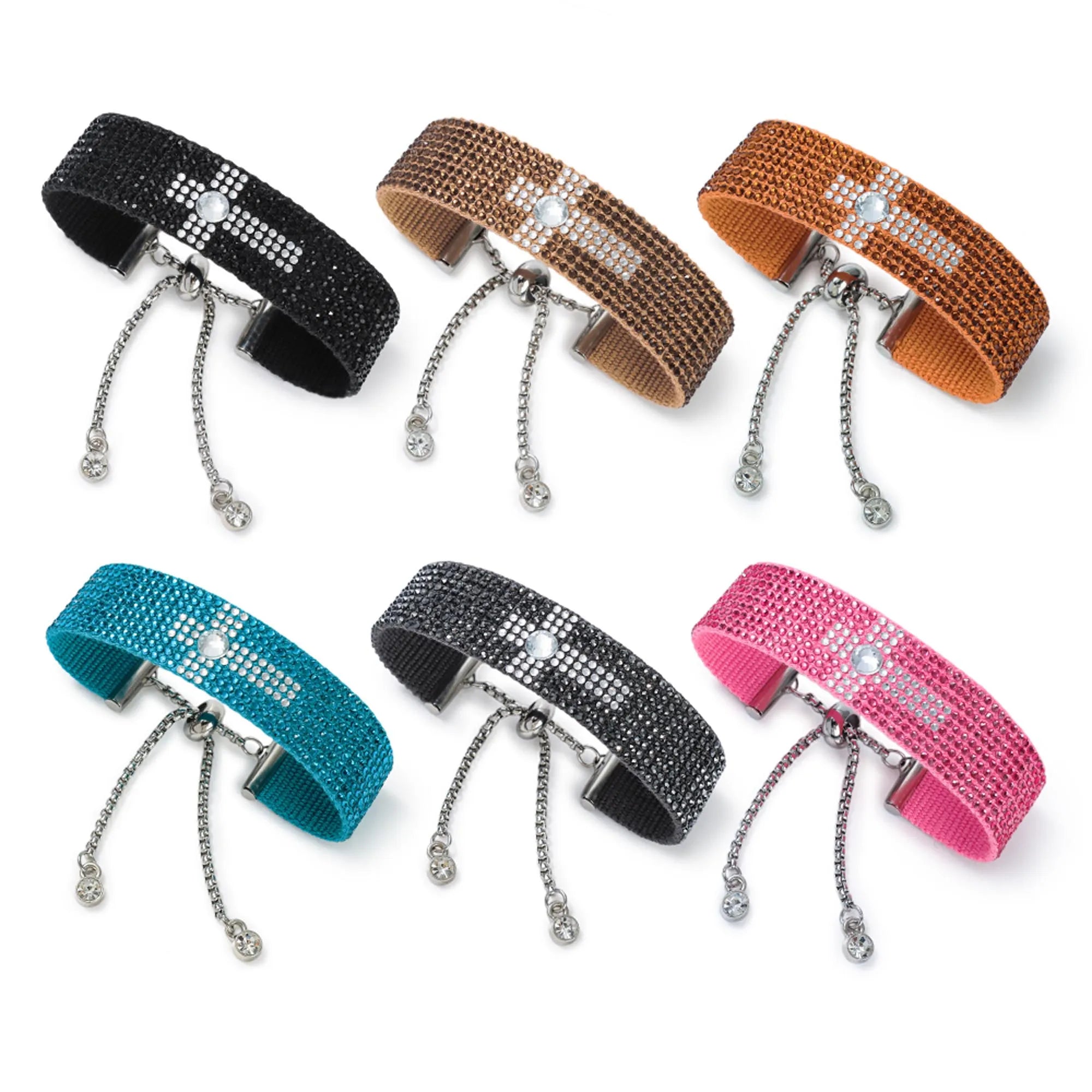 12pcs Diamond Chain Bracelets Wholesale WWJD Men Wristband Cross Diamond Bracelet Custom Designs Acceptable