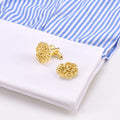 Custom Golden Cuff Link Set With Logo Button for Gift Occasions