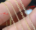 Real 14K Gold Filled Thin Rectangle Link Chain 1.1MM/1.52MM Chain Minimalist Gold Bar Chain Necklace for DIY Jewelry Making