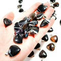 2026 Natural Crystal Stone Heart Cut Shaped Gemstone Black Agate Heart  Pendants Stone DIY Necklace Bracelet Accessories