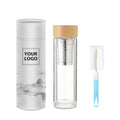 Reusable High Borosilicate Long Infuser Glass Water Bottles Motivational