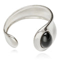 Light Luxury Fashion Brass Plating Platinum Shiny Inlaid Onyx Open Wide Cuff Bracelet Hand Jewelry Universal Jewelry