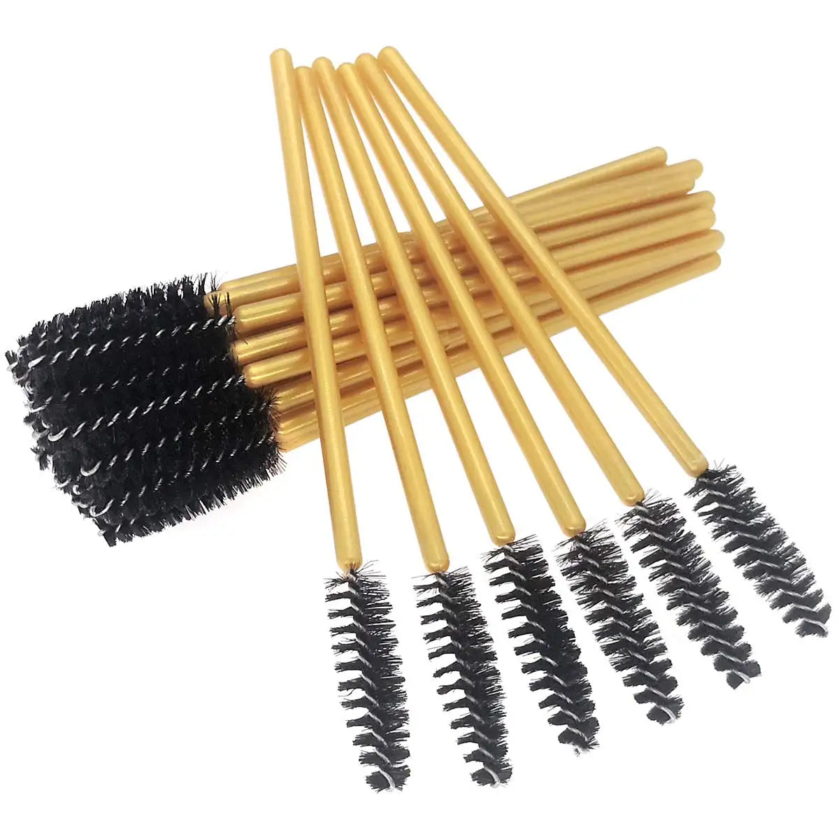 50pcs/bag Gold Disposable Eyelash Extension Mascara Wand Brushes Wholesale Professional Eye Brow Eyebrow Lash Brushes
